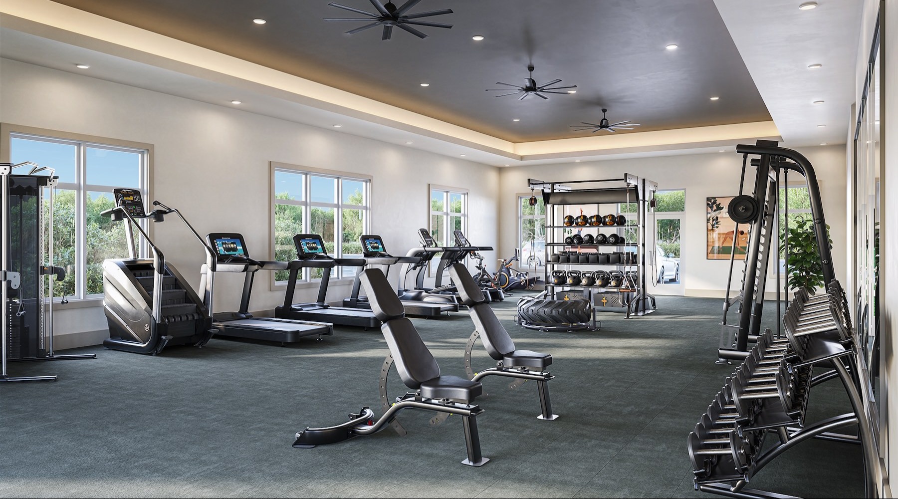 a gym with exercise equipment