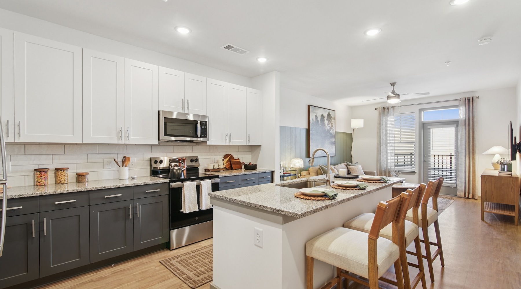 Well-lit kitchen with ample counter space