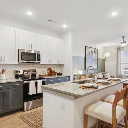 Well-lit kitchen with ample counter space